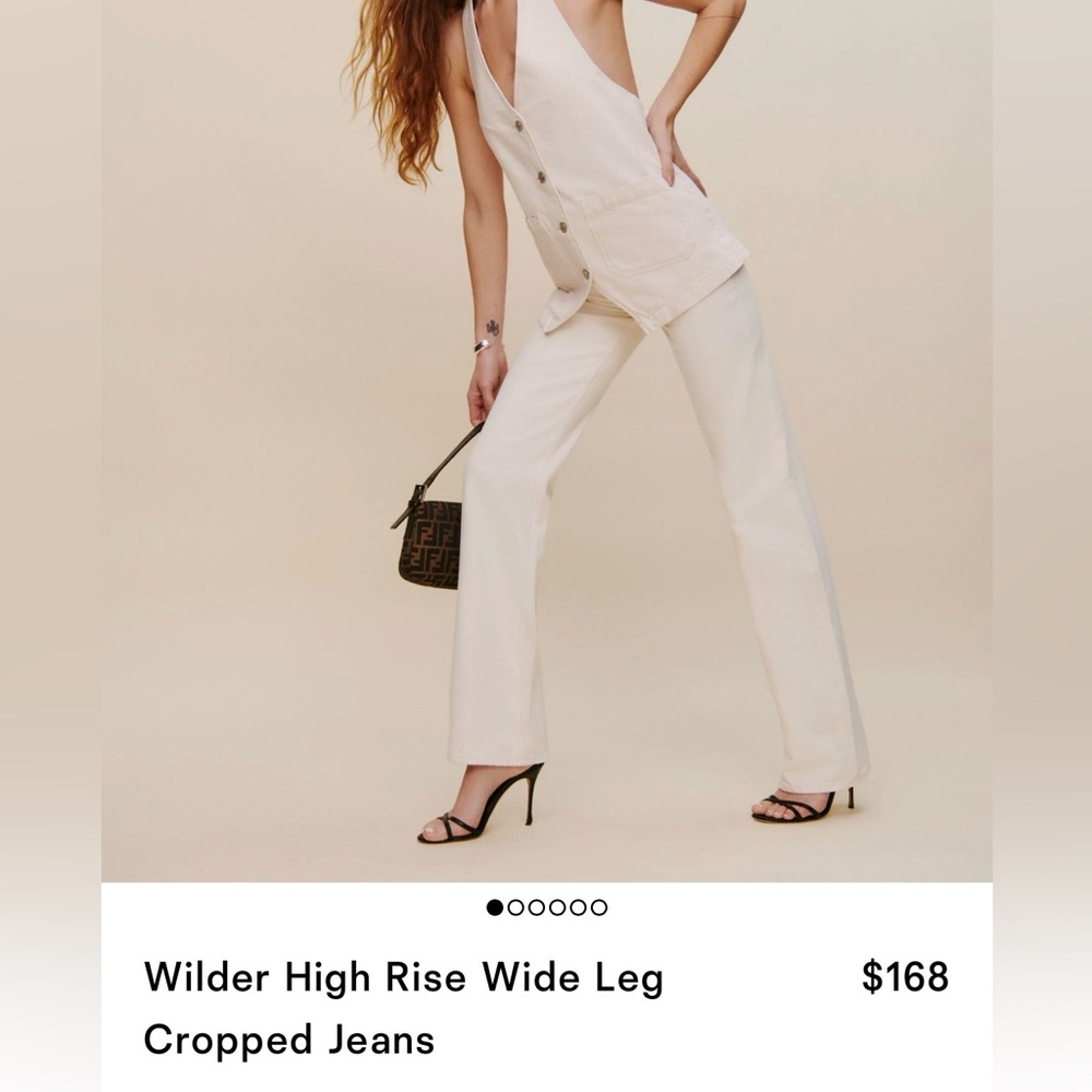 Reformation Wilder High Rise Wide Leg Cropped Jeans (size 26)